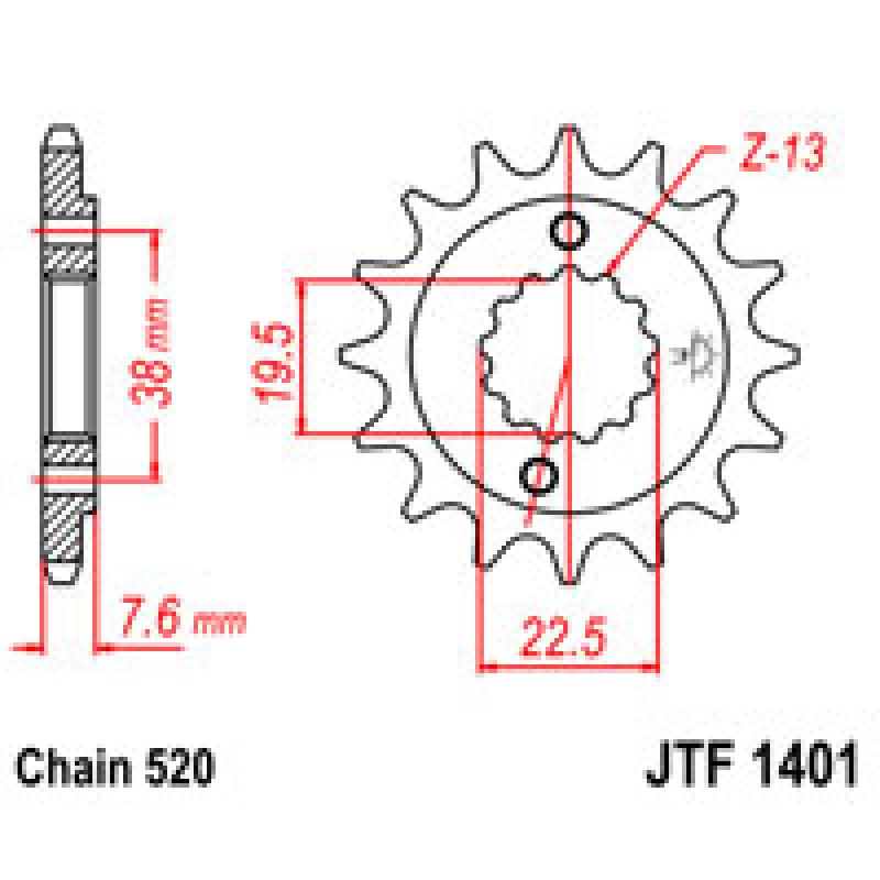 Купить Звездочка передняя JT Sprockets (шаг 520 ) JT JTF1401